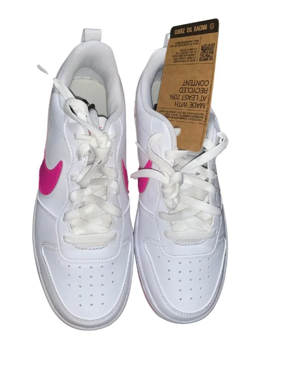 Nike Court Borough Low Recraft in White & Laser Fuchsia DV5456-113 US 6Y - NTG